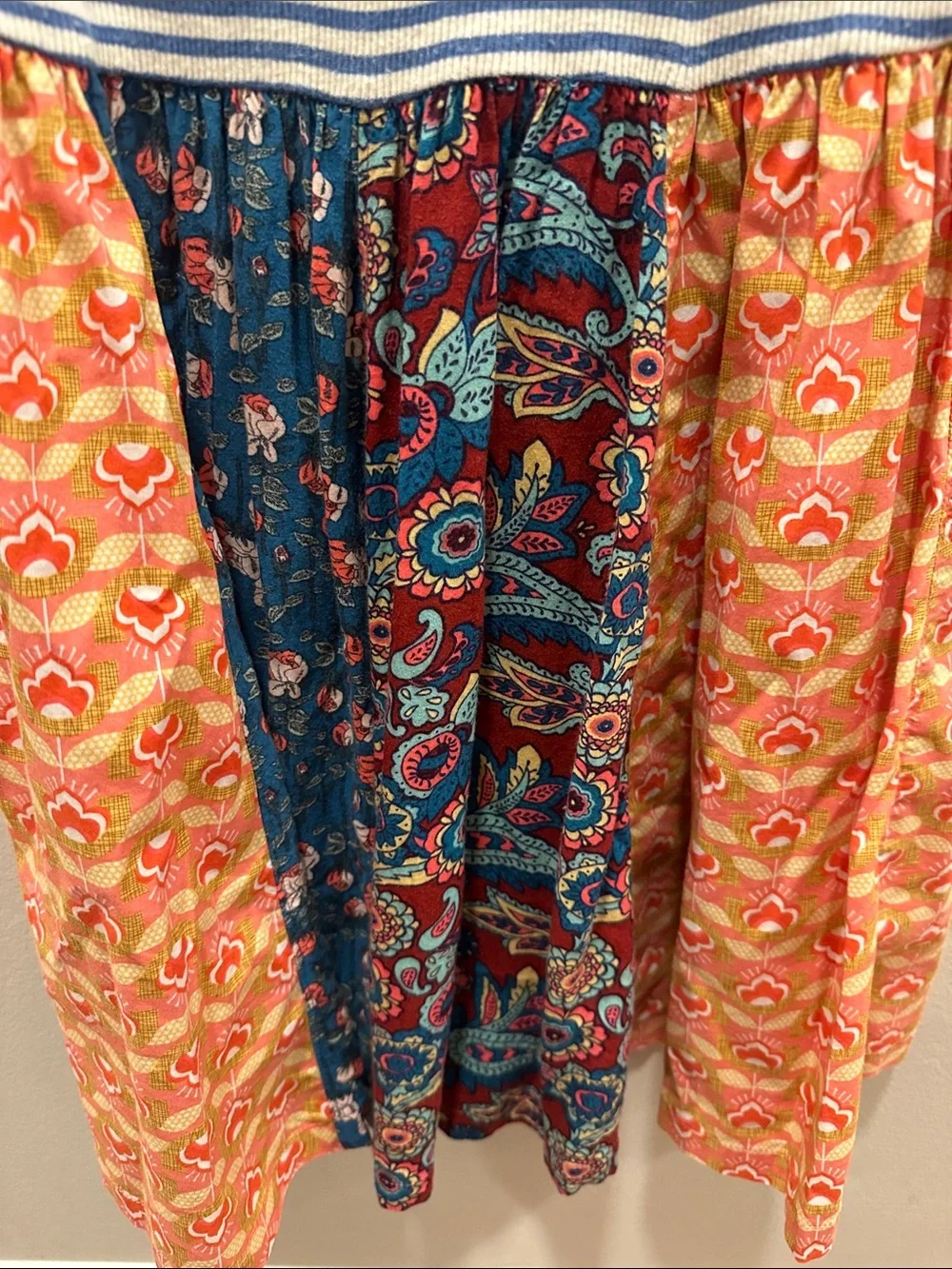 Matilda Jane Blue & Orange Multi-Print Striped Bodice Dress